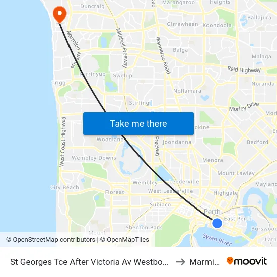 St Georges Tce After Victoria Av Westbound to Marmion map
