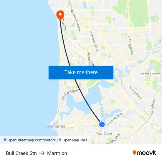Bull Creek Stn to Marmion map