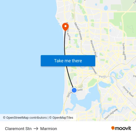 Claremont Stn to Marmion map