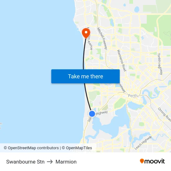 Swanbourne Stn to Marmion map