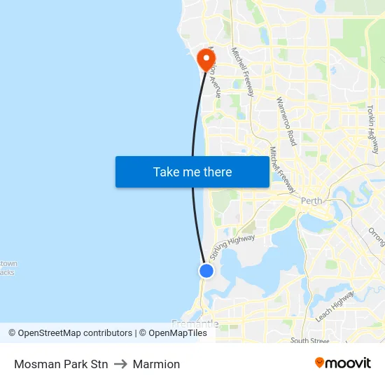 Mosman Park Stn to Marmion map