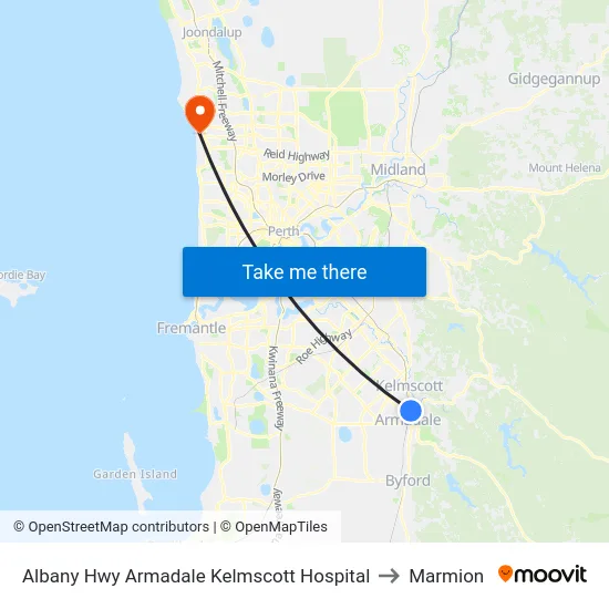 Albany Hwy Armadale Kelmscott Hospital to Marmion map