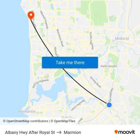 Albany Hwy After Royal St to Marmion map