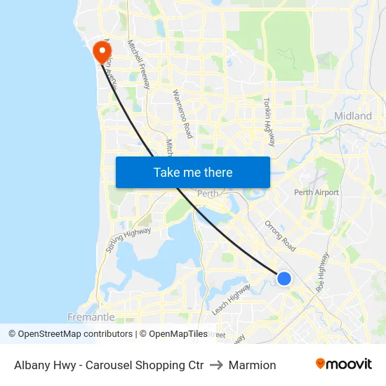 Albany Hwy - Carousel Shopping Ctr to Marmion map