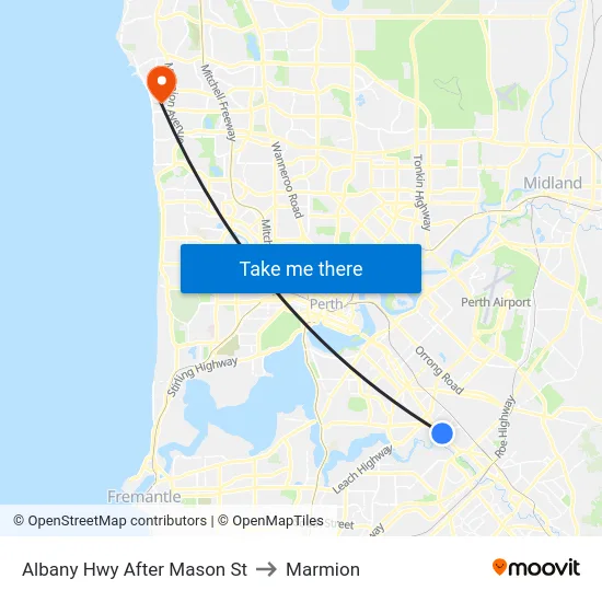 Albany Hwy After Mason St to Marmion map