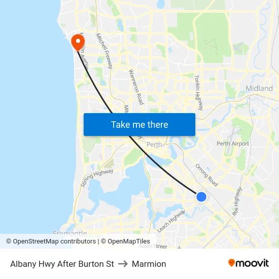 Albany Hwy After Burton St to Marmion map