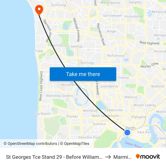 St Georges Tce Stand 29 - Before William St to Marmion map