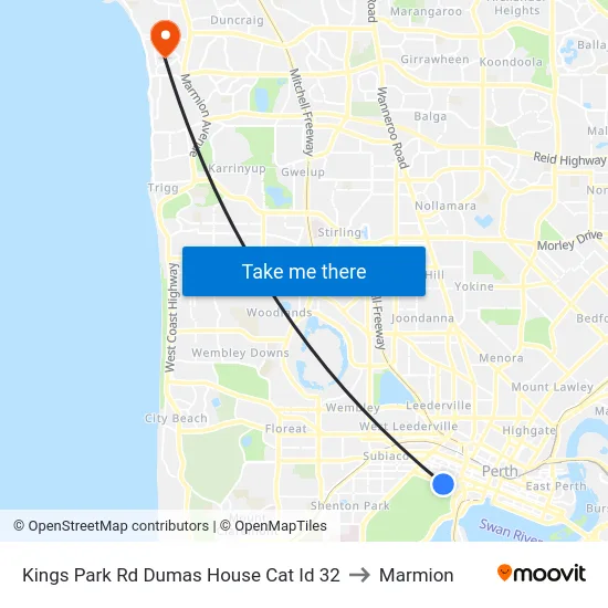 Kings Park Rd Dumas House Cat Id 32 to Marmion map