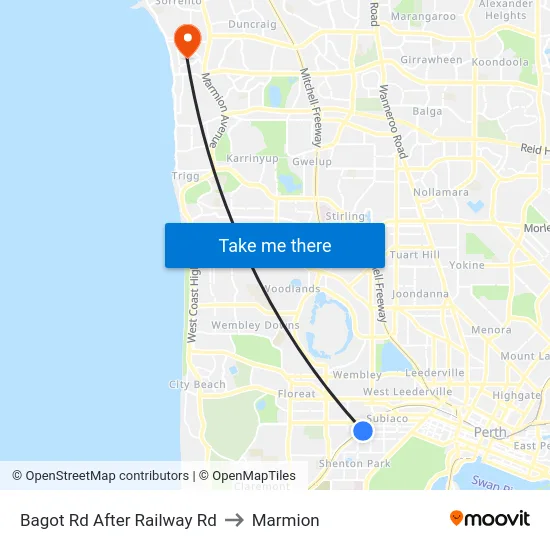 Bagot Rd After Railway Rd to Marmion map