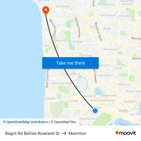 Bagot Rd Before Rowland St to Marmion map