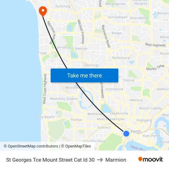 St Georges Tce Mount Street Cat Id 30 to Marmion map