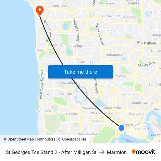 St Georges Tce Stand 2 - After Milligan St to Marmion map