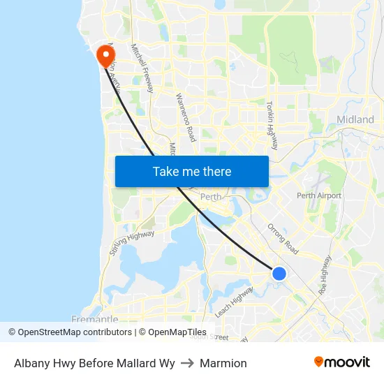 Albany Hwy Before Mallard Wy to Marmion map