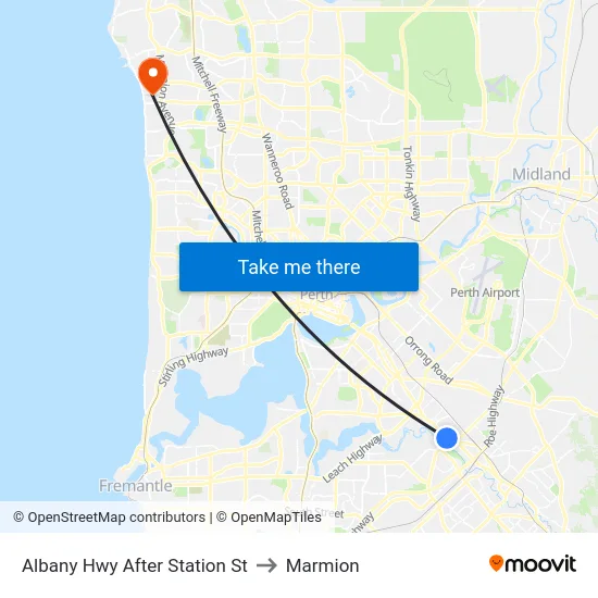 Albany Hwy After Station St to Marmion map