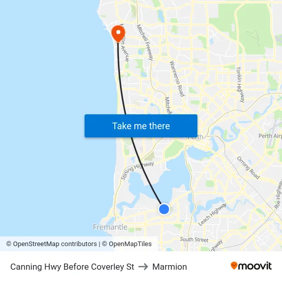 Canning Hwy Before Coverley St to Marmion map
