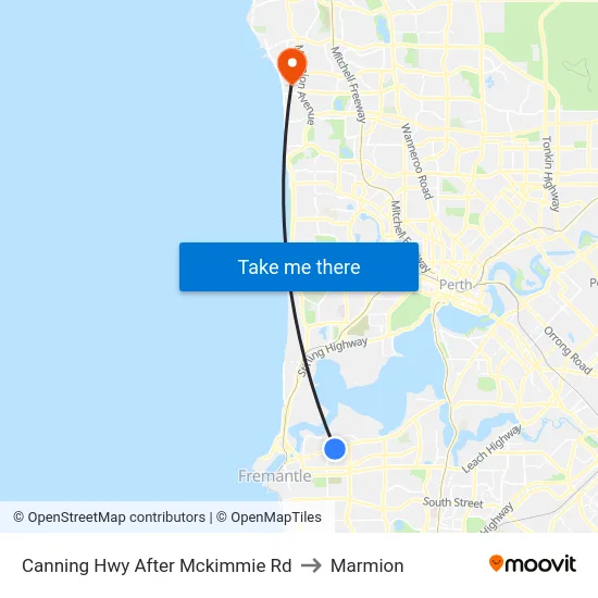 Canning Hwy After Mckimmie Rd to Marmion map