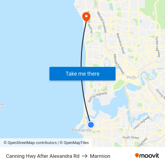 Canning Hwy After Alexandra Rd to Marmion map