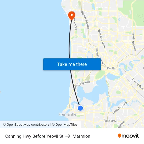 Canning Hwy Before Yeovil St to Marmion map