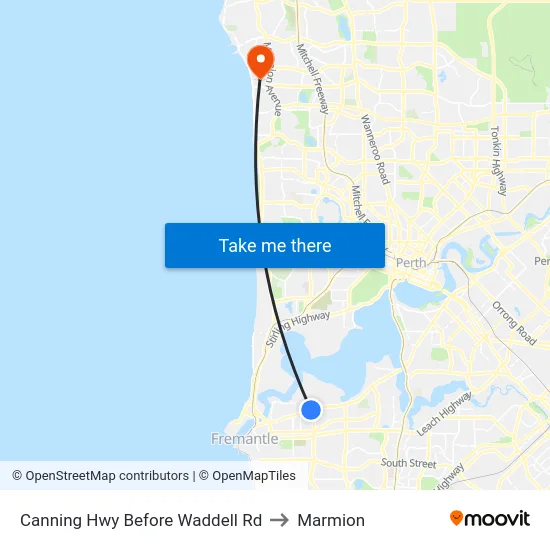 Canning Hwy Before Waddell Rd to Marmion map