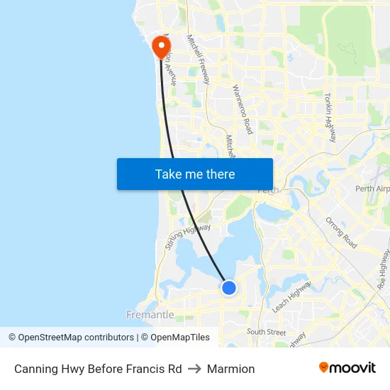 Canning Hwy Before Francis Rd to Marmion map