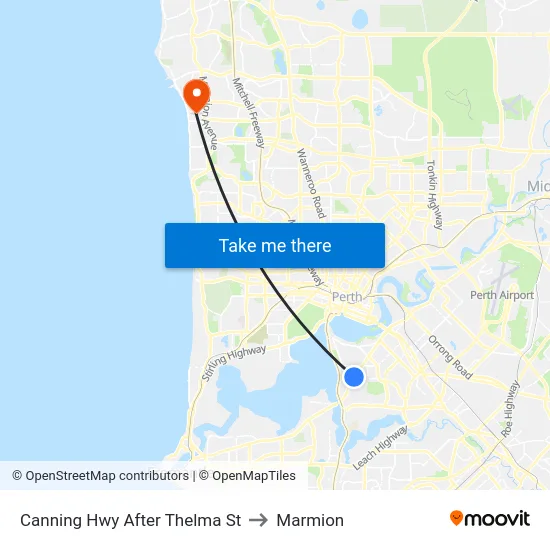 Canning Hwy After Thelma St to Marmion map