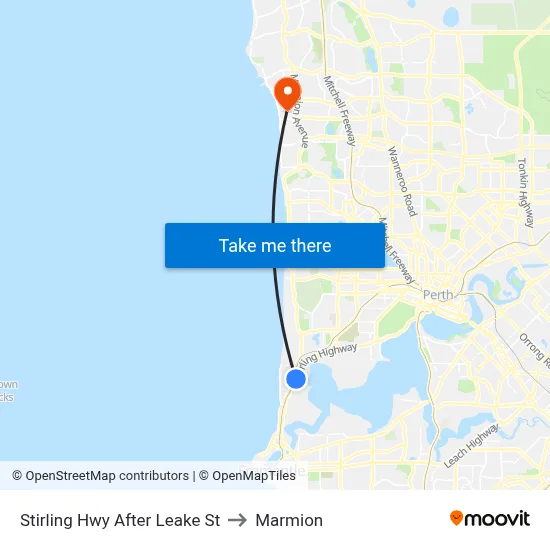 Stirling Hwy After Leake St to Marmion map