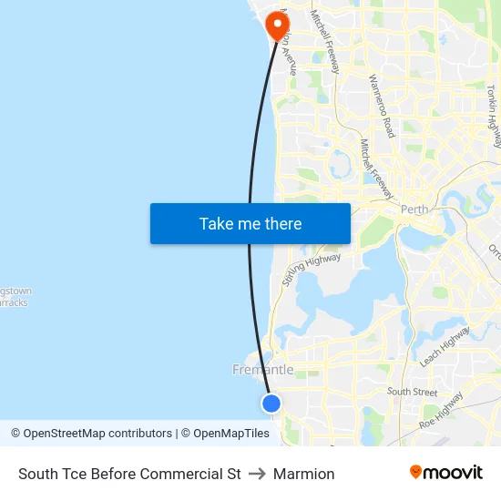 South Tce Before Commercial St to Marmion map
