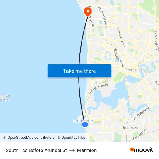 South Tce Before Arundel St to Marmion map
