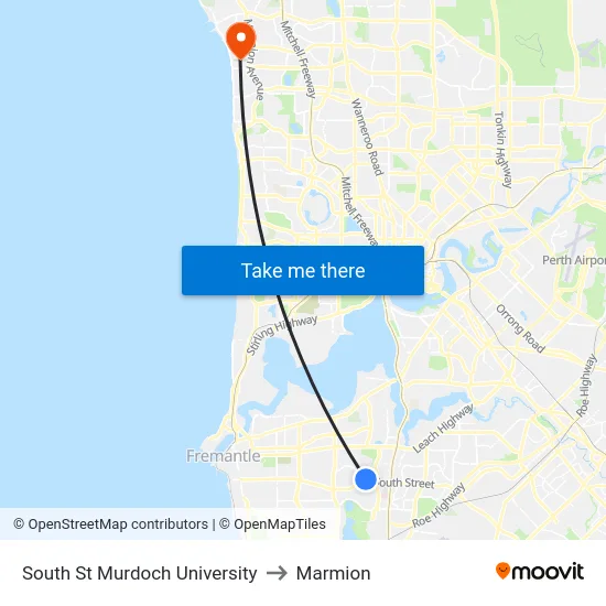 South St Murdoch University to Marmion map
