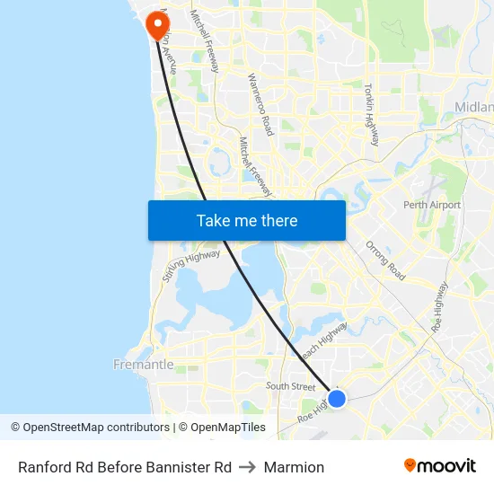 Ranford Rd Before Bannister Rd to Marmion map