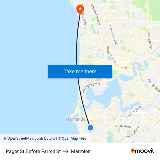 Paget St Before Farrell St to Marmion map