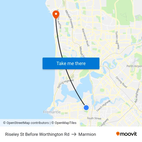 Riseley St Before Worthington Rd to Marmion map