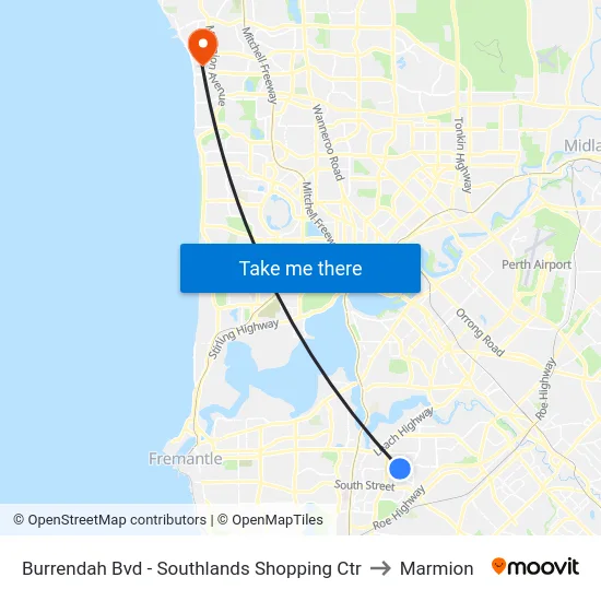 Burrendah Bvd - Southlands Shopping Ctr to Marmion map
