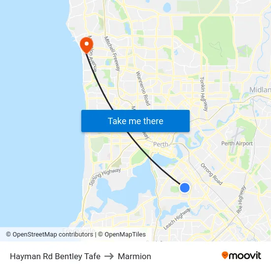 Hayman Rd Bentley Tafe to Marmion map