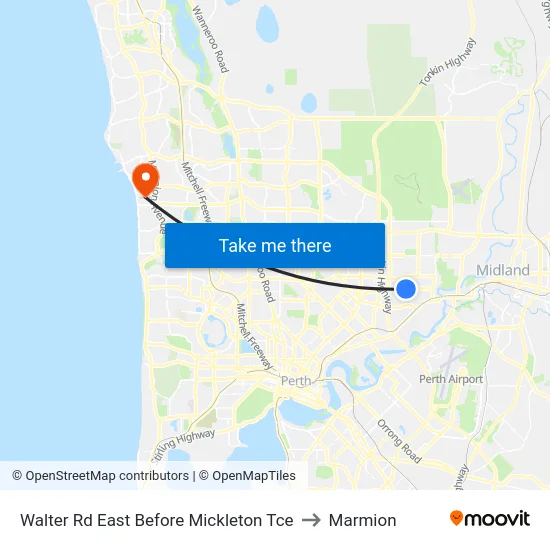 Walter Rd East Before Mickleton Tce to Marmion map
