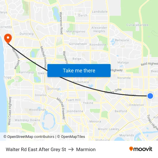Walter Rd East After Grey St to Marmion map