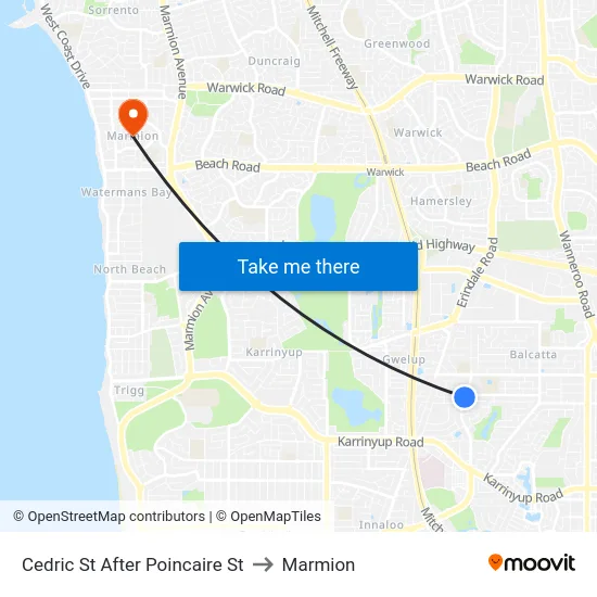 Cedric St After Poincaire St to Marmion map