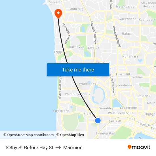 Selby St Before Hay St to Marmion map