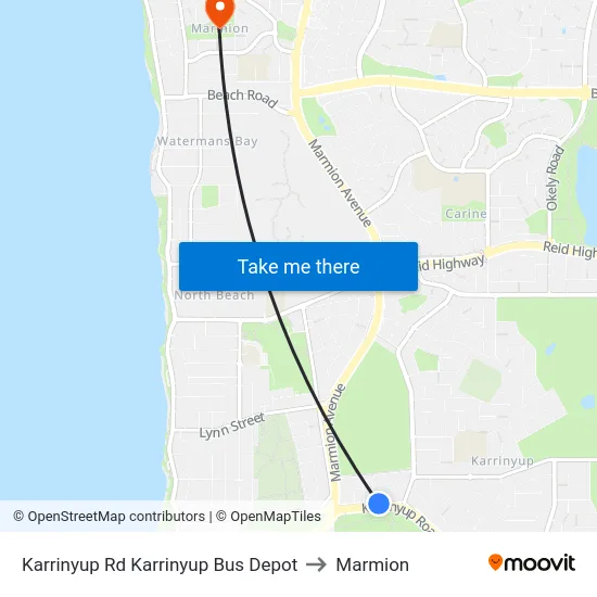 Karrinyup Rd Karrinyup Bus Depot to Marmion map
