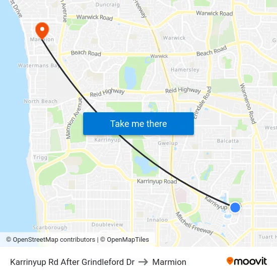 Karrinyup Rd After Grindleford Dr to Marmion map