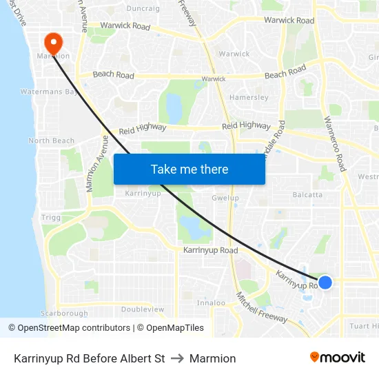 Karrinyup Rd Before Albert St to Marmion map