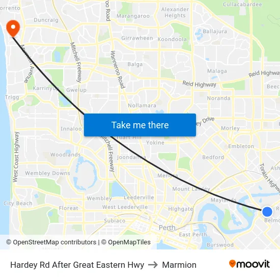Hardey Rd After Great Eastern Hwy to Marmion map
