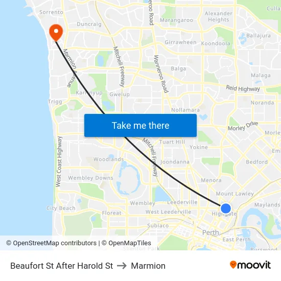 Beaufort St After Harold St to Marmion map