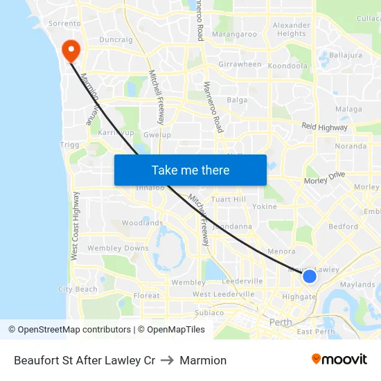 Beaufort St After Lawley Cr to Marmion map