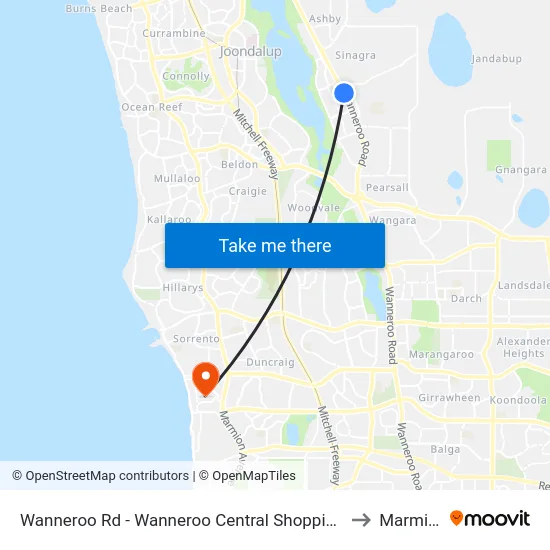 Wanneroo Rd - Wanneroo Central Shopping Ctr to Marmion map