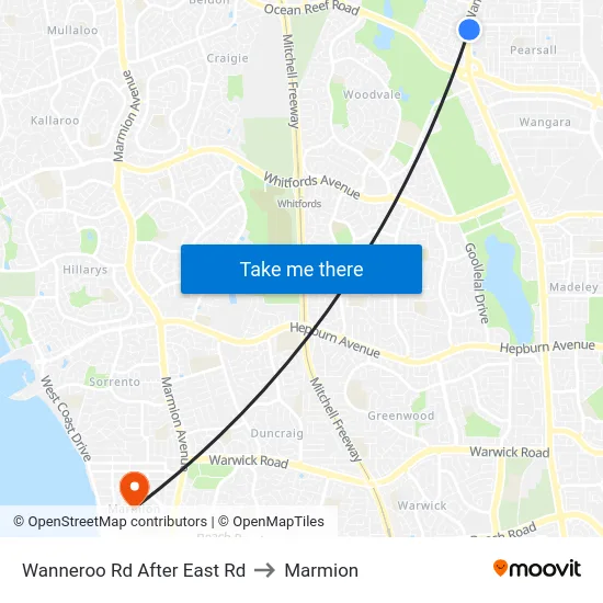Wanneroo Rd After East Rd to Marmion map