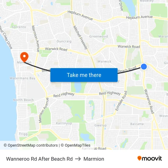 Wanneroo Rd After Beach Rd to Marmion map