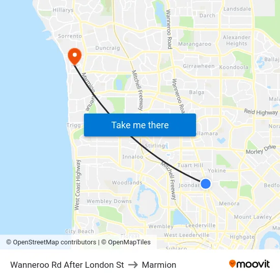 Wanneroo Rd After London St to Marmion map