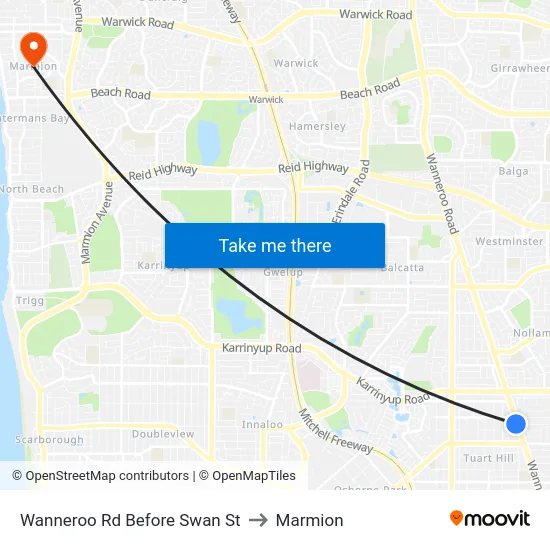 Wanneroo Rd Before Swan St to Marmion map