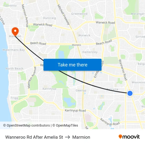 Wanneroo Rd After Amelia St to Marmion map